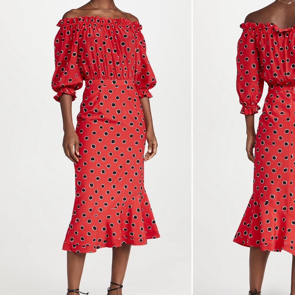Saloni Grace Dress in Carmine Dots